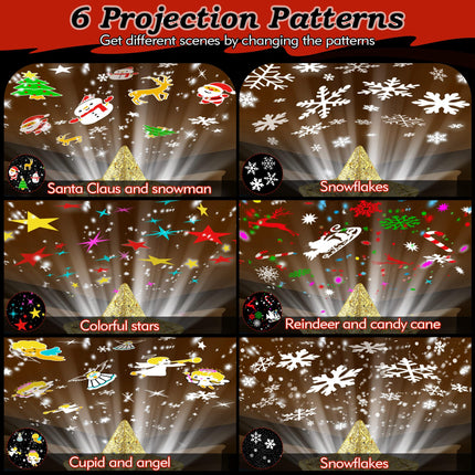 Christmas Star Tree Topper Lighted with 6 Projection Modes, Gold Christmas Tree Topper with Built in LED Rotating Lights, 3D Dynamic Glitter Projector for Xmas Year Tree Decoration
