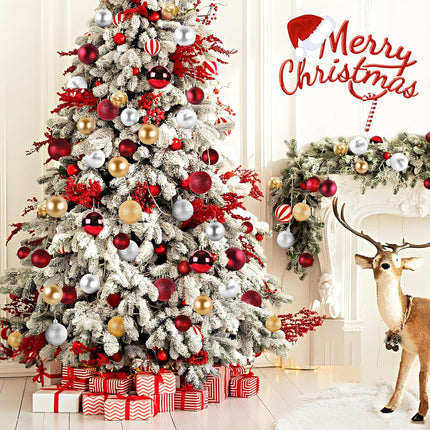 Christmas Ball Ornaments 24pcs 2.5-Inch Christmas Tree Decorations for Xmas Tree Balls, Ideal for Holiday Christmas Party Wreath Tabletop Tree Decor Ornaments（Red）