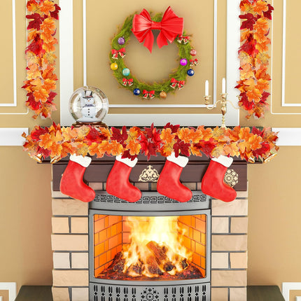 Artificial Fall Garland Maple Leaf, Hanging Vine Garland Artificial Fall Leaves Autumn Foliage Garland Thanksgiving Decor for Home Wedding Fireplace Party Christmas (2)