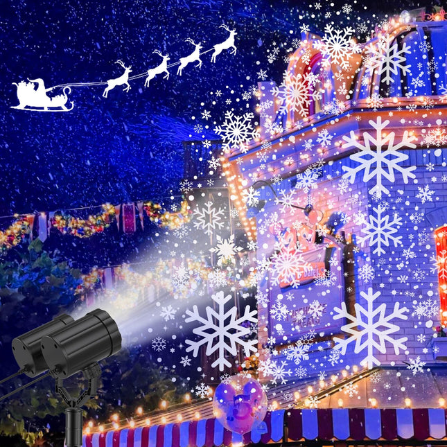 GUSODOR Christmas Projector Lights Outdoor LED Snowflake Projector Lights Christmas Decorations Yard for Lawn Xmas Party Patio Stage Holiday Carnival 2