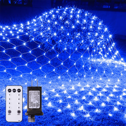 Blue Net Lights Outdoor - 360 LED Christmas Net Lights Plug in with Remote, 12 x 5ft Extendable 8 Modes Net Christmas Lights Waterproof for Bushes Gazebo Lawn Wedding Patio Garden Tree Decoration