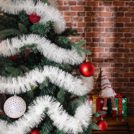 50 Feet Christmas Tinsel Garland Christmas Garland Tree Decorations Tinsel Garland for Outdoor or Indoor Use Christmas Holiday Decor (White)