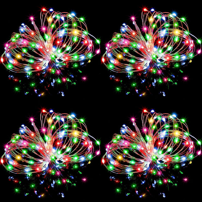 Enhon 4 Pack Christmas String Light Battery Operated, 17ft 50 LED Fairy Light with Timing, 8 Modes Twinkle Light Outdoor Indoor Christmas Decoration Xmas Tree Porch(Multicolor)
