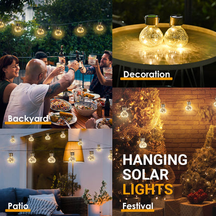GIGALUMI Hanging Solar Lantern, 4 Pack Solar Christmas Decoration, Hanging Solar Lights Outdoor Waterproof, Garden Decor for Lawn, Garden, Yard, Tree (Warm White)