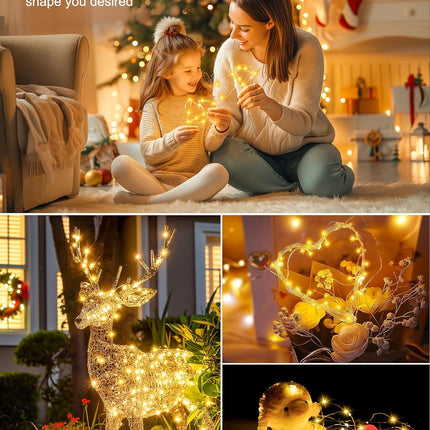 Smart USB Fairy Lights Plug in, 33Feet 100LEDs Bluetooth Twinkle Lights with Timer and Remote, App Control Starry String Lights for Wreath Wedding Party Indoor Christmas Decoration, Warm White