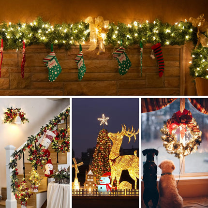 Christmas Lights, 66ft 200 LED String Lights with Timer, USB or Battery Operated String Lights Waterproof 8 Modes Lights for Christmas Tree Wreath Indoor Outdoor Decor, Warm White