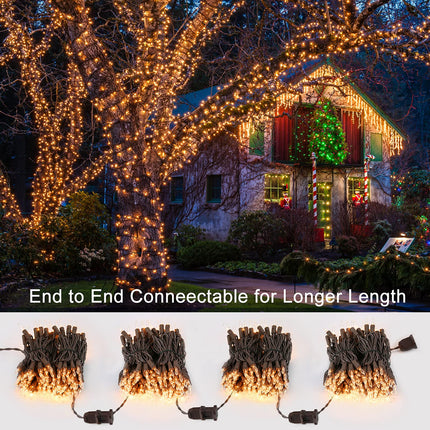 Christmas Lights, 300ct 69.6ft Incandescent Christmas Lights Connectable, Outdoor Christmas Tree Lights, 120V UL Indoor Christmas String Lights for Xmas Party Patio, Brown Wire, Warm White