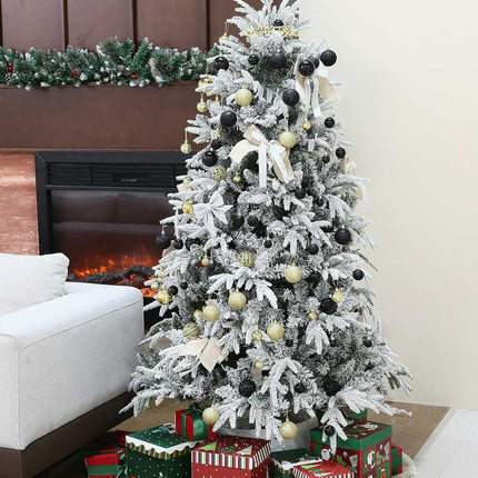 100 Pcs Christmas Ball Ornament Set, Black and Gold Shatterproof Christmas Decorations Set Hanging Plastic Xmas Balls for Home, Holiday, Wedding, Xmas Hanging Decortions
