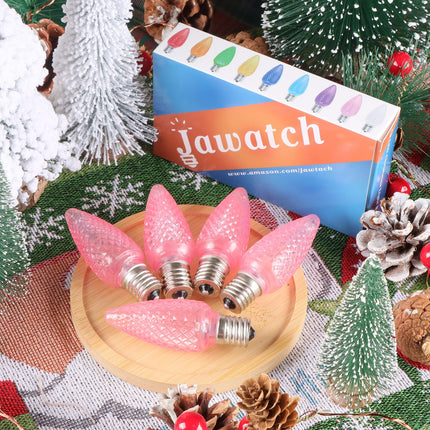 C9 LED Christmas Light Bulbs - 25 Pcs C9 LED Bulbs Pink for E17 Candelabra Base - 1W for Outdoor String Lights, Holiday Decoration