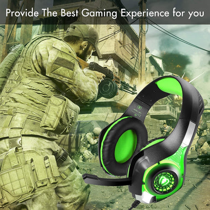 3.5mm PS4 Gaming Headset Headphone with Microphone and LED Light Compatible with Playstation 4, PS5, Xbox one, PC (Green)