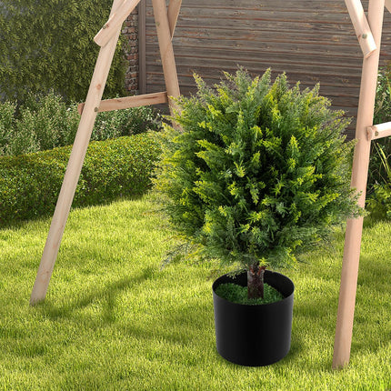 21 inch (53cm) Artificial Cedar Ball Trees, Decorated in Front of Indoor and Outdoor Garden Doors, UV Resistant Artificial shrubs and Potted Plants(1pcs)
