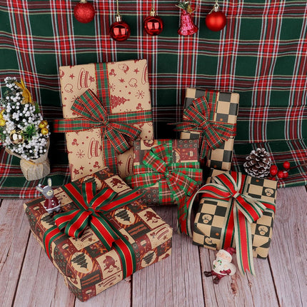 Christmas Ribbon 1inch Red and Green Christmas Plaid Ribbon for Christmas Tree Wreaths Gingham Christmas Ribbon for Bouquet Wrapping Bow Crafts Decoration 25 Yards