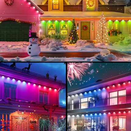 Minetom Permanent Outdoor Lights, 100FT Smart String Lights APP Control, 72 LED Eaves Lights with DIY Scene Mode, IP67 Waterproof Christmas Lights for Outdoor Decor, Work with Alexa, Google Assistant