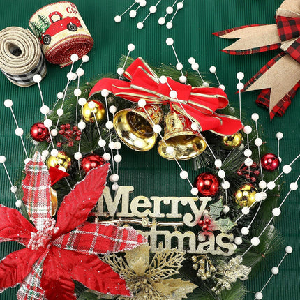 200 Pieces Christmas Berries Artificial Stems Christmas Tree Decorations Fake Christmas Picks for Home Glitter Sticks DIY Wreath Crafts Fireplace Holiday Christmas Decor 13.8 Inches (White)