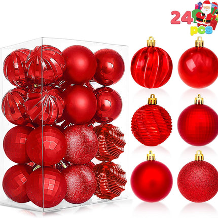 JOIEDOMI 24 Pcs Red Christmas Balls Ornaments Set, 2.36" Christmas Tree Ornaments Shatterproof, Christmas Balls Hanging Decorations for Xmas Tree Wreath Garland Holiday Wedding Indoor Party Decor