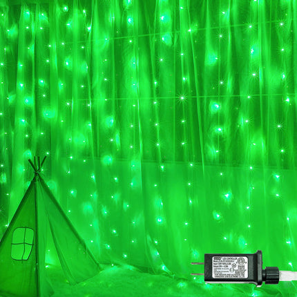 304 LED Curtain Lights,8 Modes Hanging Wall Lights Outdoor,Plug in Fairy Curtain String Lights for Window,Ceiling,Party Backdrop,Wedding,Christmas,Halloween,Bedroom Decor(Green)