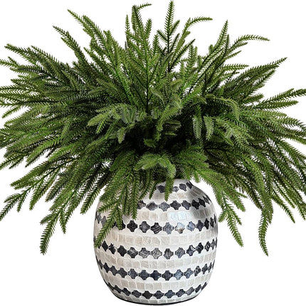 15 Pcs Christmas Norfolk Pine Branches- 19" Extra Length Fake Greenery Norfolk Pine Stems Sprigs- Artificial Xmas Branches Plants Pine Needles for DIY Craft Garland Home Garden Decor