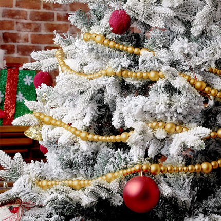 27feet Christmas Wooden Beads Wood Garland for Christmas Tree Bobo Christmas Holiday Decoration Boho Wall Hanging Farmhouse Home Decor Rustic(Gold)