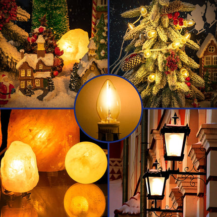 Meonum Replacement Cord Light with 2 Bulbs, Christmas Halloween Village Light with Outlet and Spare Fuse, 0.6W LED Plug in Crafts House Decor Accessories White Indoor String Lights(4 Pack)
