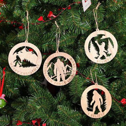 8 Pcs Bigfoot Christmas Ornament Bigfoot Sasquatch Christmas Tree Ornament Bigfoot s Wooden Sasquatch Sign Hanging Christmas Tree Decor Funny Christmas Tree Decoration for Home