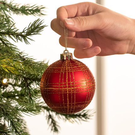 Valery Madelyn Christmas Ornaments Set, 70ct Red and Brown Shatterproof Christmas Tree Decorations, Woodland Hanging Ball Ornaments Bulk for Thanksgiving Xmas Holiday Decor