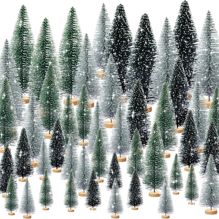30pcs Mini Christmas Trees for Christmas Decorations, Artificial Christmas Tree Small with Snowflakes Bottle Brush Trees for Christmas Decor Party Home Table Top Winter Crafts Decorations