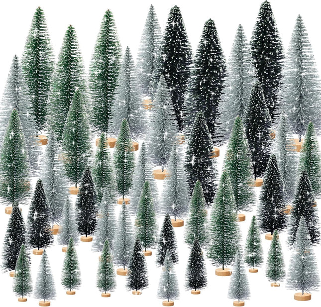 30pcs Mini Christmas Trees for Christmas Decorations, Artificial Christmas Tree Small with Snowflakes Bottle Brush Trees for Christmas Decor Party Home Table Top Winter Crafts Decorations