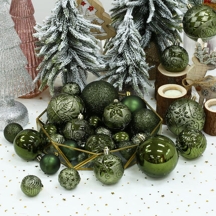 20ct Dark Green Christmas Ball Ornaments Shatterproof Plastic Christmas Tree Decorations for Xmas Party Home Office Holiday Decor -Large Size (3.15", 80mm)