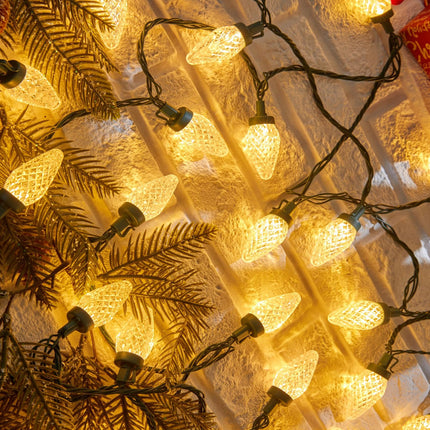 C9 Christmas Lights Outdoor, 114 Feet 150 LED C9 String Lights with Timer & 8 Light Modes, Waterproof Commercial Grade Connectable Christmas Tree Lights for Indoor Outside Roofline Patio, Warm White