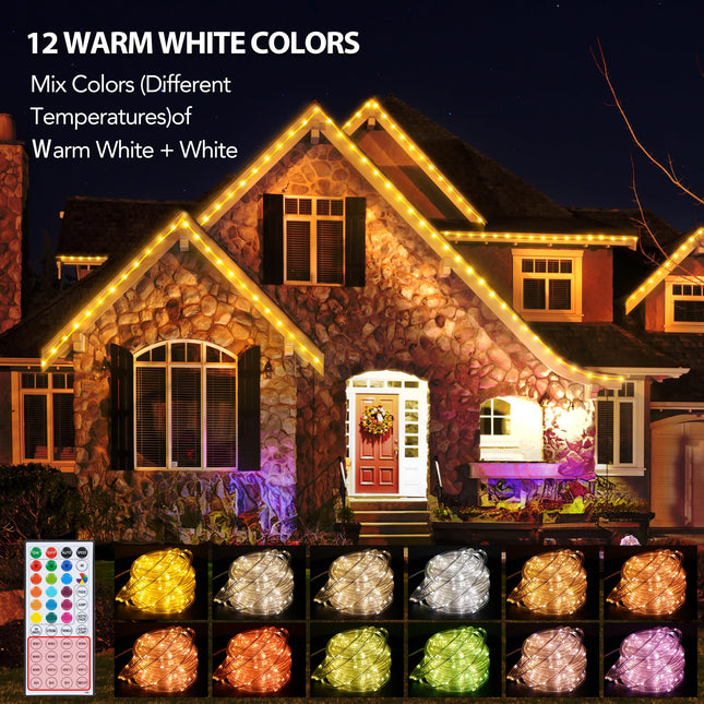 66ft 200LED Rope Lights Outdoor String Lights, 30 Colors+Warm White Outdoor LED Lights Plug in, RGB Color Changing Fairy Lights with Remote Rope Lighting for Camping Garden Patio Party Christmas Décor