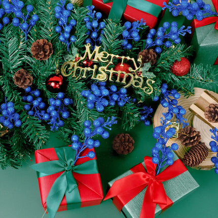 20 Pack 7.8 Inch Christmas Glitter Berries Stems for Christmas Tree Decorations, Artificial Christmas Picks for Christmas Tree Ornaments, DIY Xmas Wreath, Crafts, Holiday and Home Decor (Royal Blue)