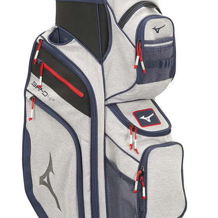 Mizuno BR-D4C Golf Cart Bag | 14 Way Top Cuff | Full Length Dividers | Single Shoulder Strap | Extra Large Insulated Cooler | Rainhood