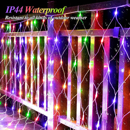 LitHome 300 LED Outdoor Christmas Net Lights,14.8ft x 5ft Connectable Mesh Fairy String Lights with 8 Modes,Waterproof Plug in Mesh Lights for Bushes, Garden, Backyard, Holiday, Christmas(Multicolor)