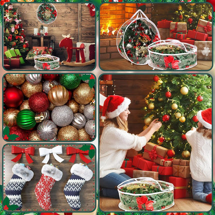 Zhengmy 5 Pcs 30 Inch Christmas Clear Wreath Storage Bags Xmas Wreath Storage Container Wreath Bags with Dual Zippers and Handles Christmas Wreath Storage Case for Holiday Garland Storage