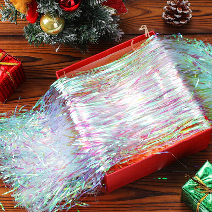 Christmas Shimmer Tinsel Icicles Decorations 18 Inch Xmas Tree Tinsel Foil Fringe Icicles Christmas Iridescent Tinsel Foil Fringes for Xmas Holiday Decor (Iridescent,4000 Strands)