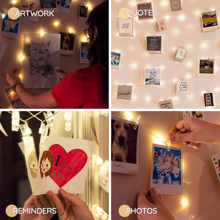 Mind-Glowing Photo Clips String Light - 50 LED Fairy Lights with Clips for Pictures - Teen Girl s Trendy Stuff - Christmas for 8 9 10 11 12 13 14 Year Old Girls - Tween Stocking Stuffer
