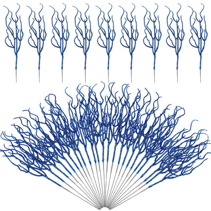 Jutom 30 Pcs Glitter Christmas Tree Pick 13.7 x 2.7 Inch Curly Tall Tree Filler Branches Christmas Tree Sprigs and Twigs Decorations for Vase Christmas Tree Xmas Wedding Decoration (Blue)