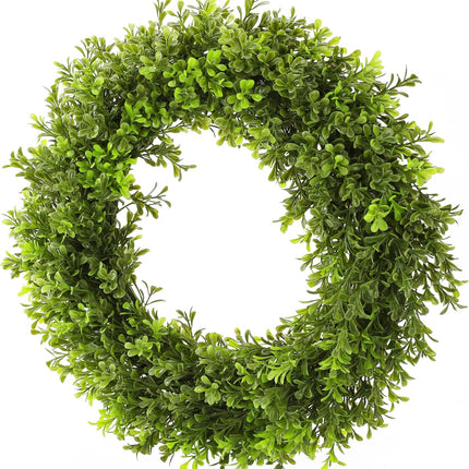 Boxwood Wreath Artificial Preserved Boxwood Wreath for Garden Front Door, The Green Boxwood Wreath Will Keep Your Door, Walls, and Windows Fresh All Year Round and is an Great Home Decor -22 INCH