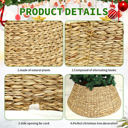 27in Christmas Tree Collar, Hand-Woven Natural Wicker Christmas Tree Basket Base Beautiful Christmas Tree Base Cover for Christmas Decoration