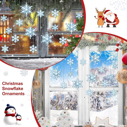 Dilunave 40 Pieces Christmas Snowflake Ornaments Christmas Tree Decorations Acrylic Crystal Snowflakes Christmas Snowflakes Decorations Snowflake Winter Xmas Ornament for Christmas Tree(Blue)