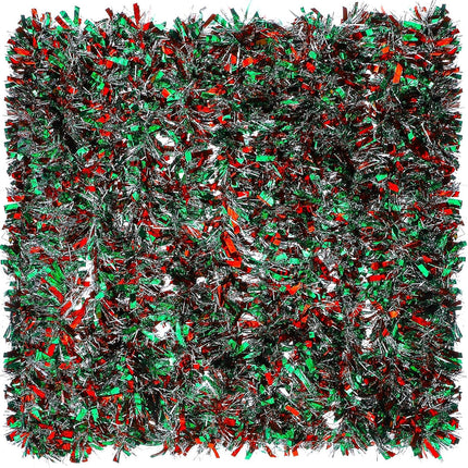 39.4 Feet Christmas Tinsel Garland Metallic Twist Garland Shiny Hanging Garland Ornaments for Christmas Tree Party Supplies Indoor and Outdoor Decoration (Red, Green and Silver)