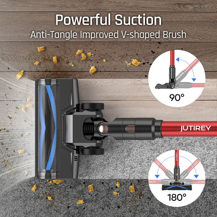 25Kpa Cordless Vacuum Cleaner, Lightweight Stick Cordless Vacuum Cleaner With Detachable Battery, Rechargeable Cleaner For Home Pet Hair Hard Floors Carpets, Max 50 Min Runtime V301