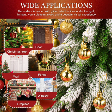Sumind 48 Pieces Christmas Mini Balls Ornaments 1.2 Inch Miniature Glitter Balls Xmas Tree Small Hanging Decorations Pendants for Holiday Party Wedding Home DIY Craft Decor(Classic Style,Gold)