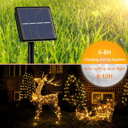 Beieverluck 4 Pack Solar Powered Fairy Lights Outdoor Waterproof 33FT 100 LED Solar String Lights Outside with 8 Modes Solar Twinkle Lights for Trees Fence Garden Patio Yard Decorations, Warm White