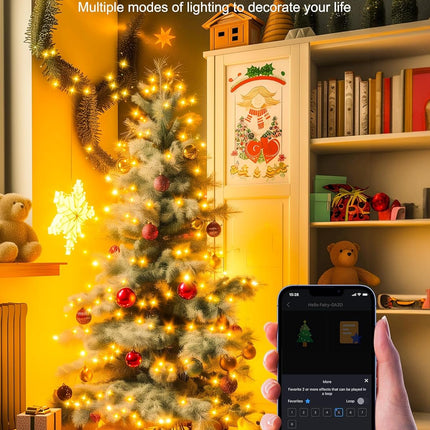Smart USB Fairy Lights Plug in, 33Feet 100LEDs Bluetooth Twinkle Lights with Timer and Remote, App Control Starry String Lights for Wreath Wedding Party Indoor Christmas Decoration, Warm White