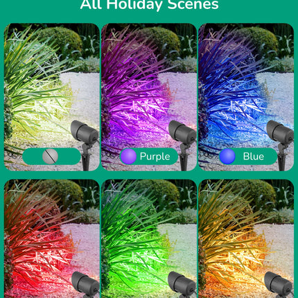 EDISHINE Christmas 120V Spotlight Outdoor, Plug in Outdoor LED Spot Light with 5 Lenses, 10W 900LM 5000K, One-Piece Die-cast Aluminum, IP65 Landscape Lighting for Holiday Yard Flag Tree