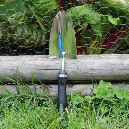 Edward Tools Bend-proof Garden Trowel - Heavy duty polished stainless steel - Rust Resistant Oversized trowel for quicker work - Digs through rocky / heavy soils - Comfort Grip