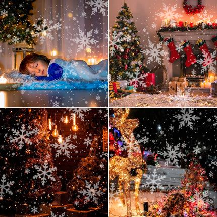 Christmas Snowflake Projector Lights, Dynamic Led Snowflake Projector Lights, White Snow Projection Outdoor and Indoor Decorative Lighting for Halloween Xmas Year Wedding Party Holiday