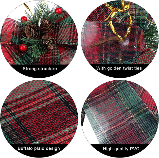 URATOT 6 Pack Christmas Wreaths Bows with Pinecones Needles Xmas Decorations Bows Natural Christmas Tree Bows for Holiday Decoration or DIY Crafts, 9 x 12 Inches