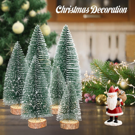 Mini Christmas Trees Christmas Decorations, 8Pcs Tiny Artificial Christmas Tree with Wooden Base, Bottle Brush Trees Christmas Table Decor for Christmas Decor Christmas Party Home